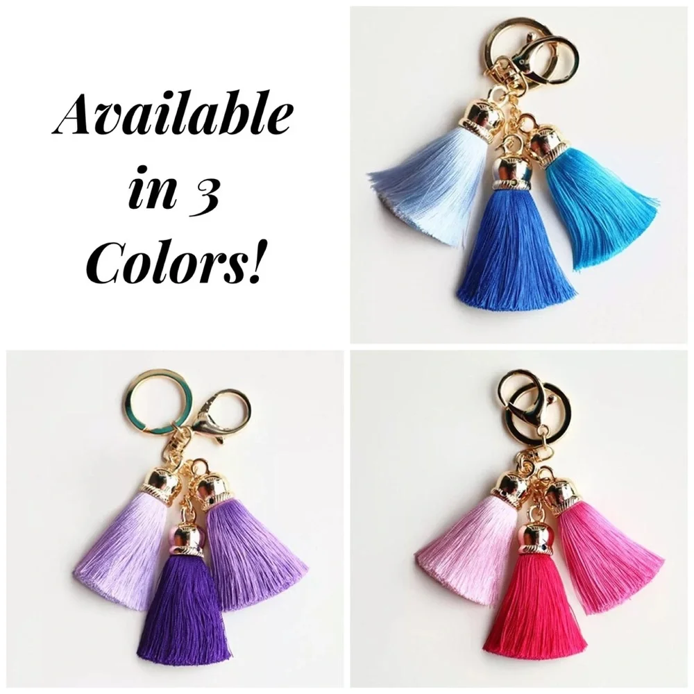 Multi Shade Pink Tassel Keychain Purse Charm - Picture 12 of 12